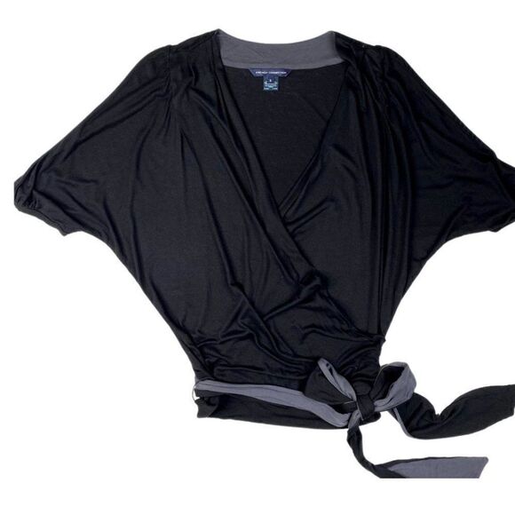 French Connection Black Top Surplice Wrap Dolman S‎ - Picture 3 of 7